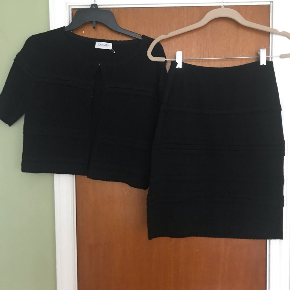 3 piece outfit short jacket skirt and tank